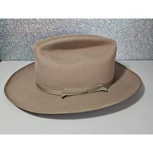 STETSON 50s Vintage 7 1/8 Beaver Quality Fur Felt Western Open Road XXX SB-Tan